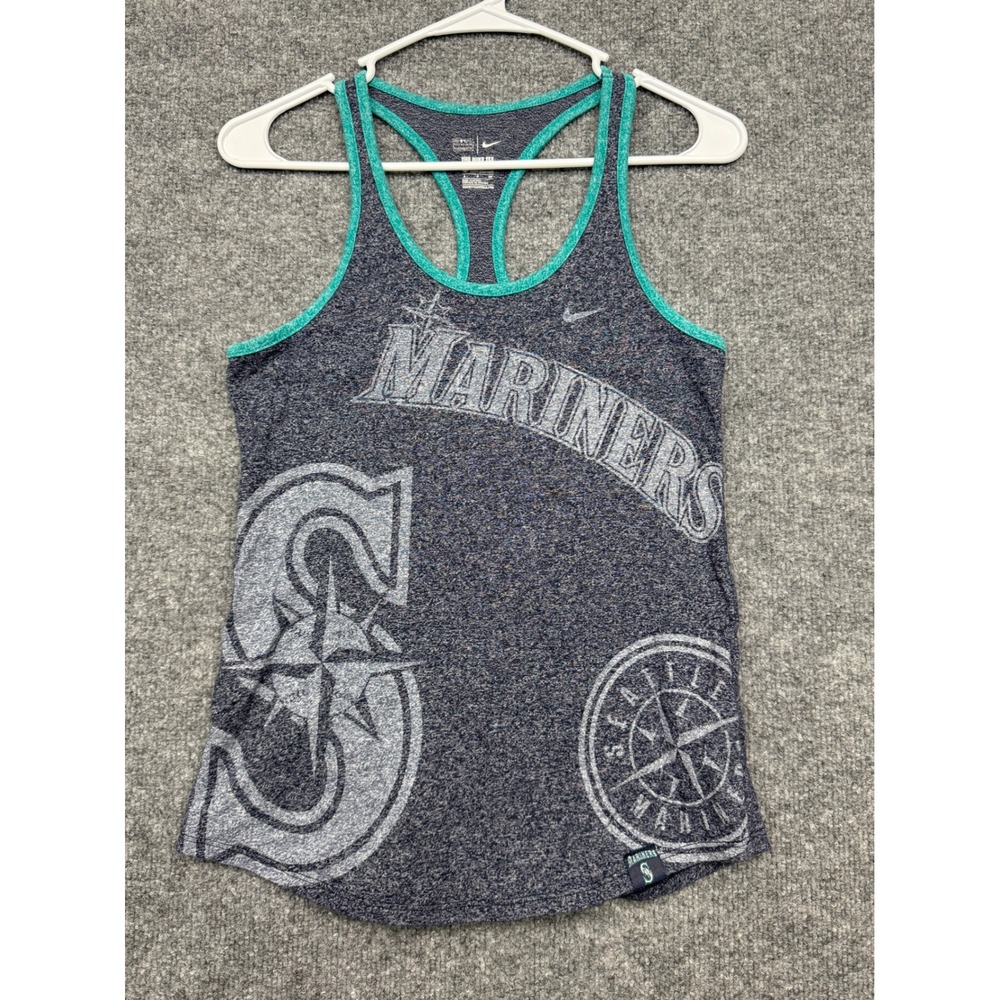 Nike Seattle Mariners MLB Womens Small Navy Blue Heathered Racerback Tank Top